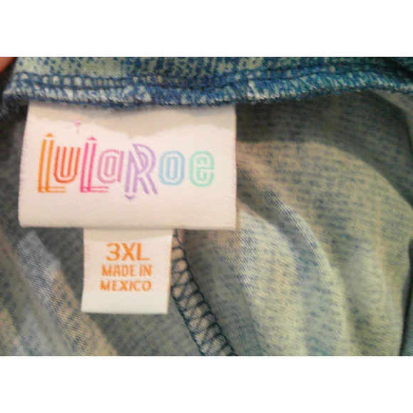LulaRoe Amber Long Sleeve Women's Hoodie 3XL - Blue, Light Yellow Wash - Picture 6 of 7